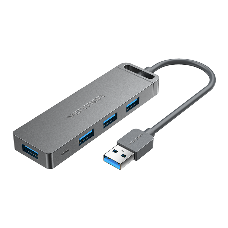 4 portos USB 3.0, aktív (külső tápellátású), szürke, ABS, 1m, USB hub