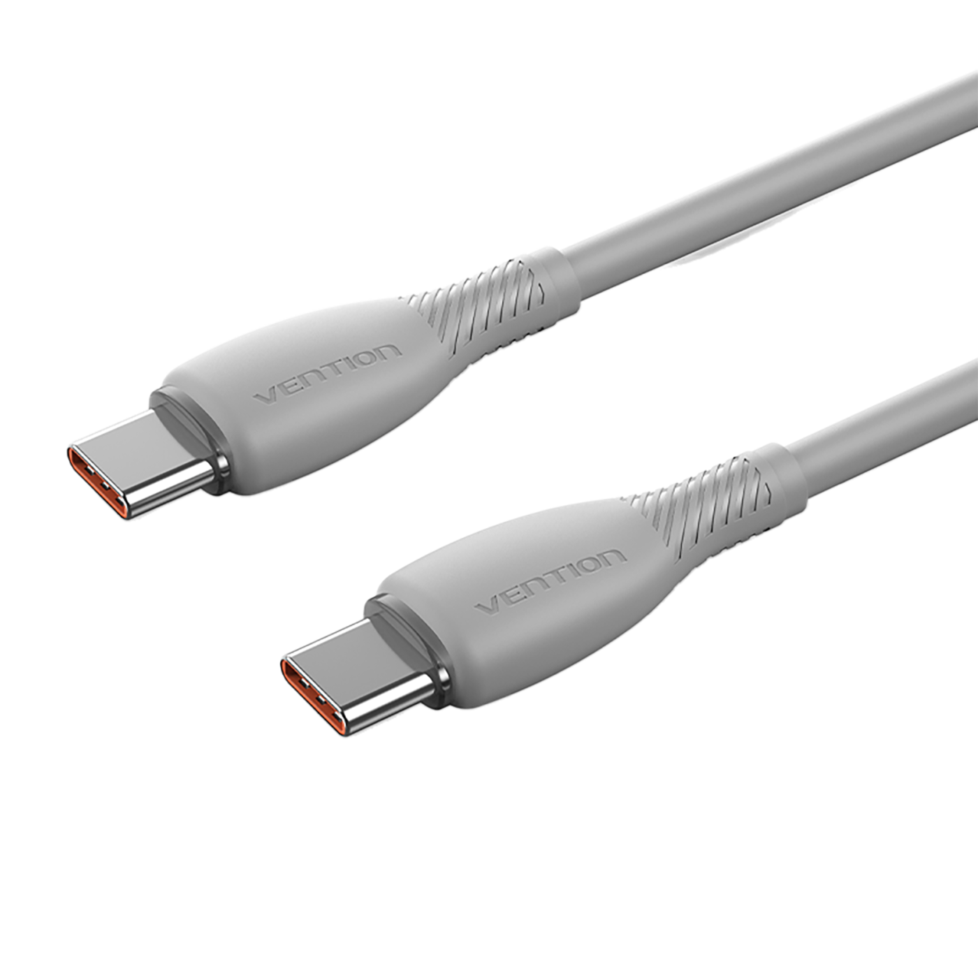 USB-C 2.0/apa -> USB-C 2.0/apa, szürke, PVC, 5A, 100W, 2m, flexibilis, adat- és töltőkábel