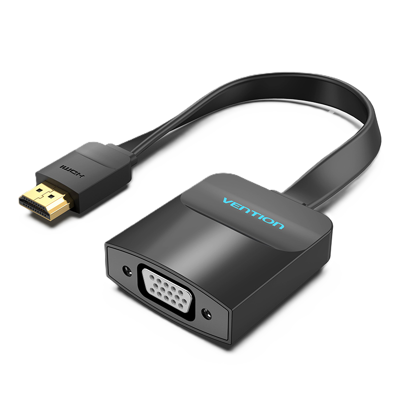 HDMI/apa -> VGA/anya, fekete, ABS, 0,15m, lapos, jelalakító adapter