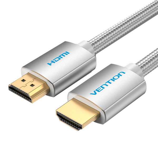 HDMI 2.0/apa -> HDMI 2.0/apa, ezüst, fonott, 4K@60Hz, 2m, 4K HDMI kábel