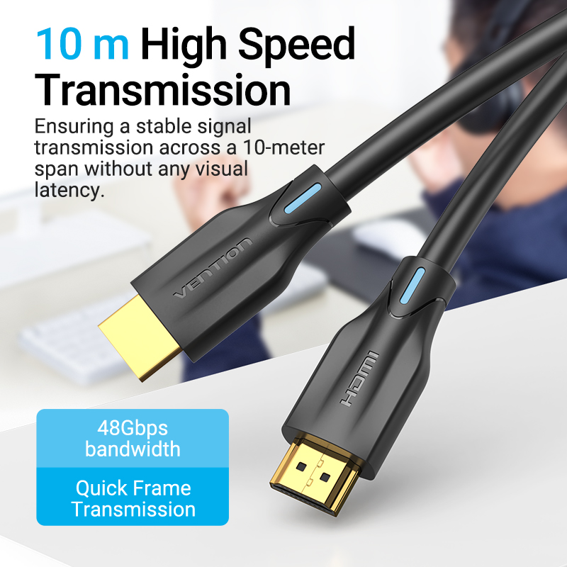 HDMI 2.1/apa -> HDMI 2.1/apa, fekete, PVC, 8K@60Hz, 1m, 8K HDMI kábel