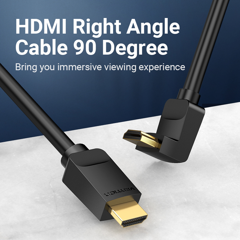 HDMI 2.0/apa (90°) -> HDMI 2.0/apa, fekete, PVC, 2m, videókábel