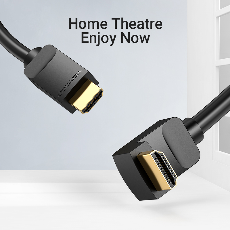HDMI 2.0/apa (90°) -> HDMI 2.0/apa, fekete, PVC, 2m, videókábel