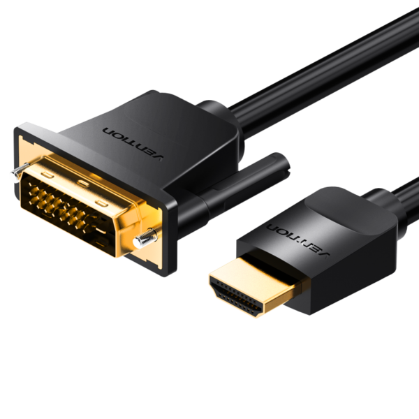 HDMI/apa -> DVI-D (24+1)/apa, fekete, PVC, 1m, kétirányú videókábel