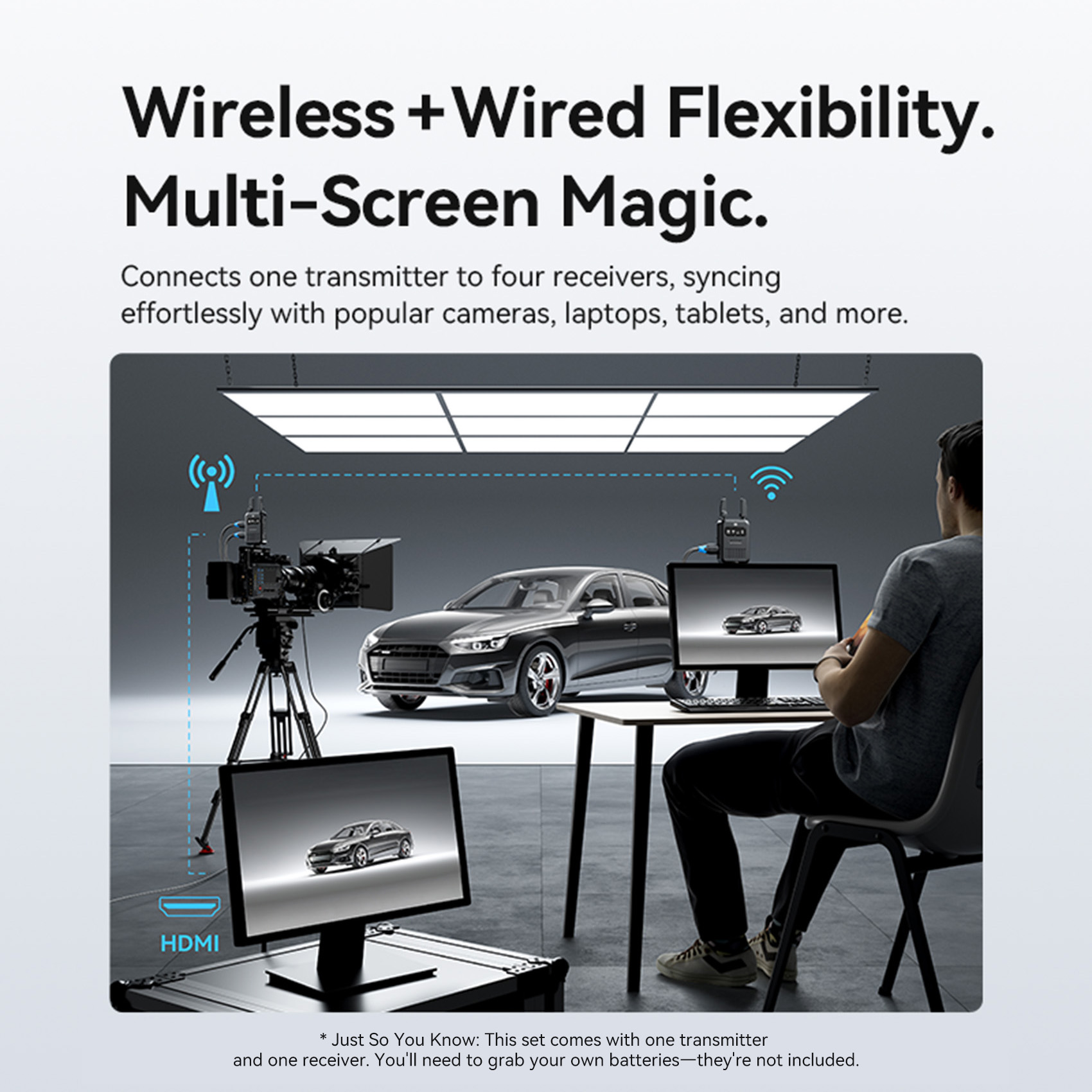 Vezeték nélküli HDMI transzmitter + vevő, 1080p@60Hz, 200m, 5.8GHz, fekete, ABS, HDMI transzmitter