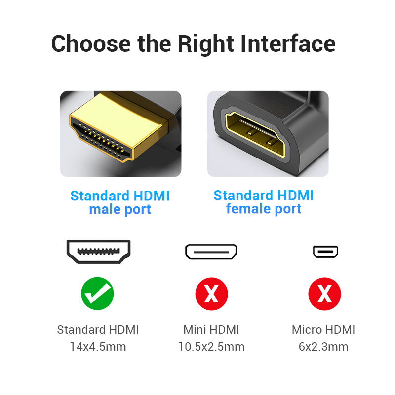 HDMI 2.0/apa (90°) -> HDMI 2.0/anya, fekete, PVC, kétirányú, HDMI adapter