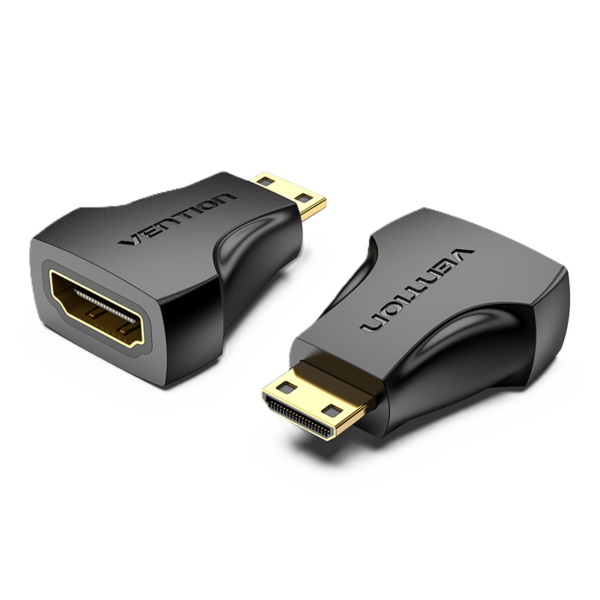 Mini HDMI 2.0/apa -> HDMI 2.0/anya, fekete, PVC, kétirányú, HDMI adapter