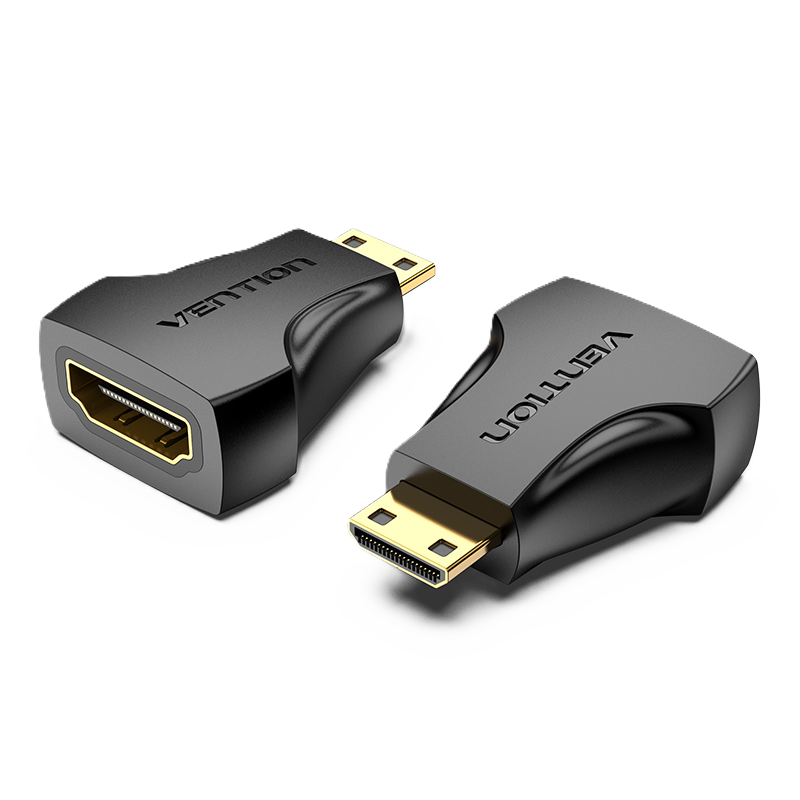 Mini HDMI 2.0/apa -> HDMI 2.0/anya, fekete, PVC, kétirányú, HDMI adapter