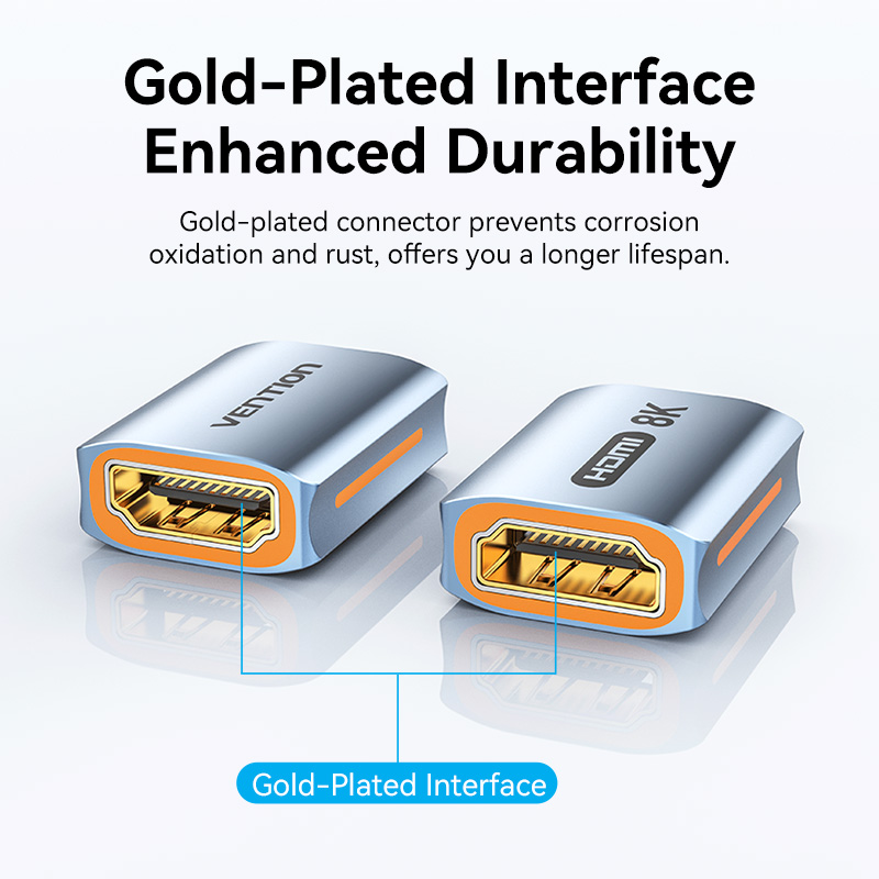 HDMI 2.1/anya -> HDMI 2.1/anya, szürke, alumínium ötvözet, kétirányú, HDMI adapter