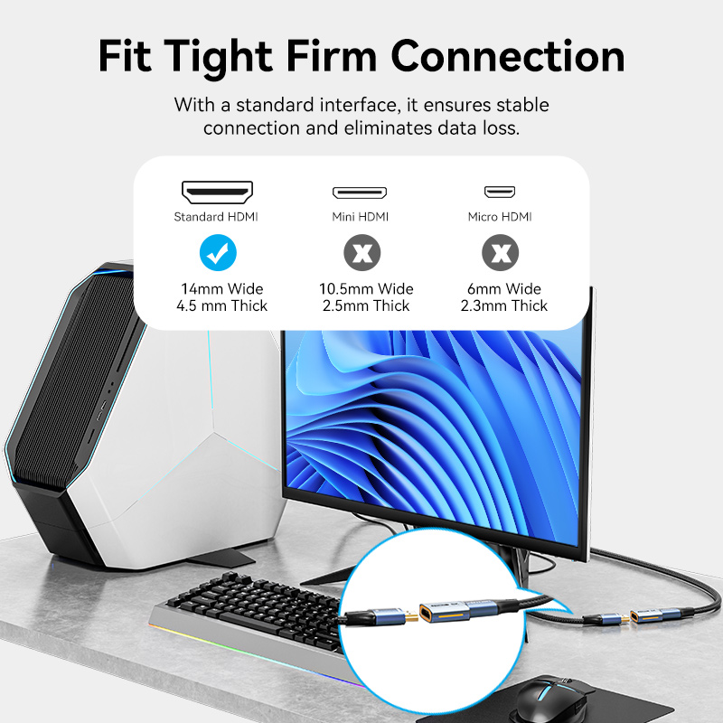 HDMI 2.1/anya -> HDMI 2.1/anya, szürke, alumínium ötvözet, kétirányú, HDMI adapter
