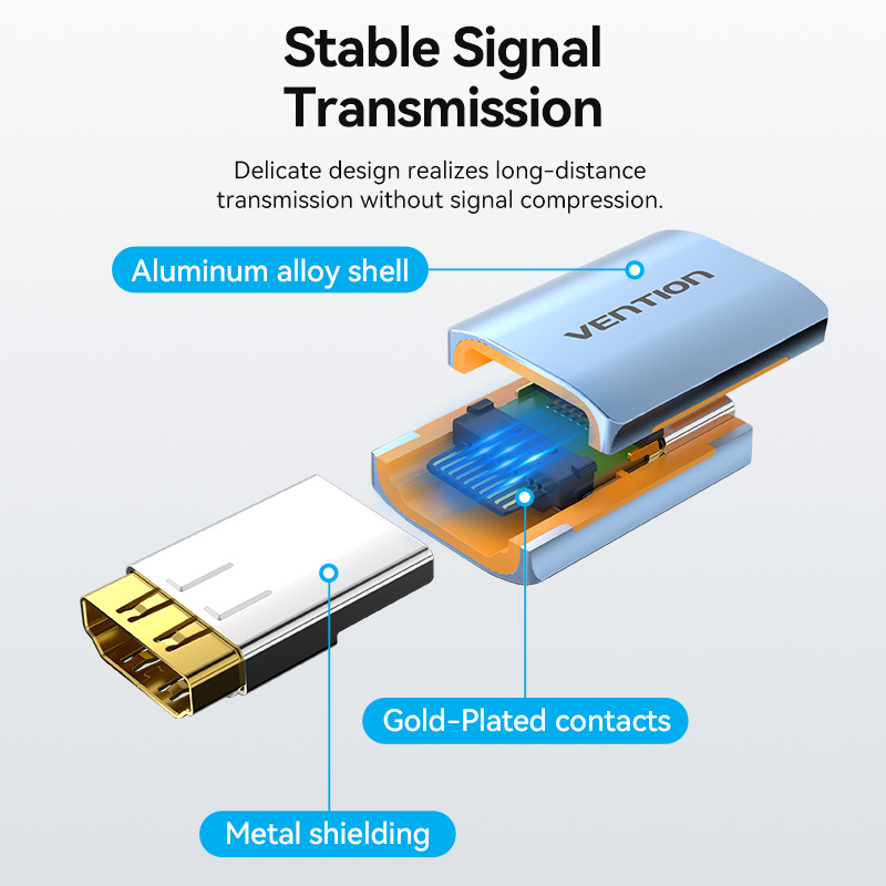 HDMI 2.1/anya -> HDMI 2.1/anya, szürke, alumínium ötvözet, kétirányú, HDMI adapter