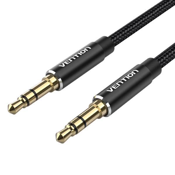 3,5mm miniJack/apa -> 3,5mm miniJack/apa, fekete, fonott, 1,5m, audiokábel