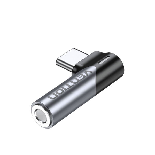 USB-C/apa -> 3,5mm miniJack/anya, szürke, alumínium házas, audio adapter