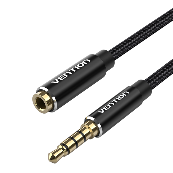 3,5mm miniJack/apa -> 3,5mm miniJack/anya, fekete, fonott, 5m, audio hosszabbító kábel