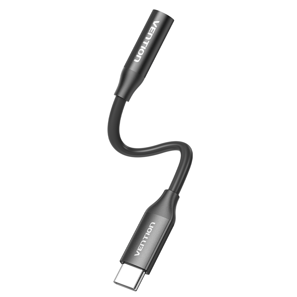 USB-C/apa -> 3,5mm miniJack/anya, fekete, alumínium házas, DAC chippes, 0,1m, audio adapter (dobozos kiszerelés)