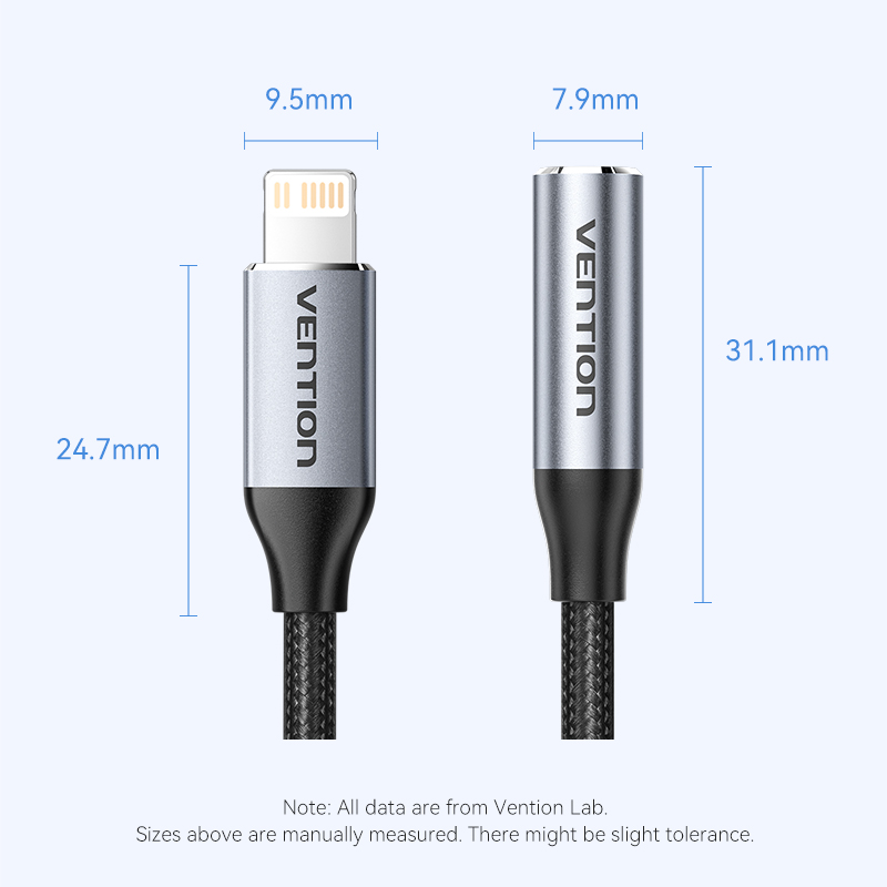 Lightning/apa -> 3,5mm miniJack/anya, szürke, alumínium házas, fonott, 0,1m, audio adapter