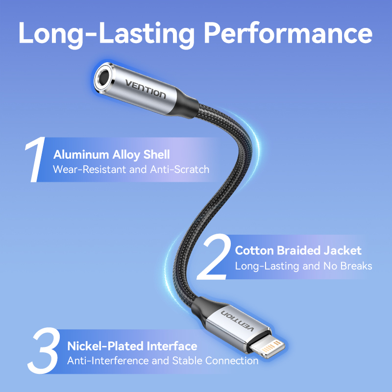 Lightning/apa -> 3,5mm miniJack/anya, szürke, alumínium házas, fonott, 0,1m, audio adapter
