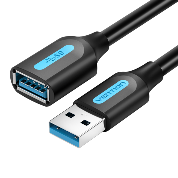 USB-A 3.0/apa -> USB-A 3.0/anya, fekete, PVC, 1,5m, fonott árnyékolású hosszabbító kábel