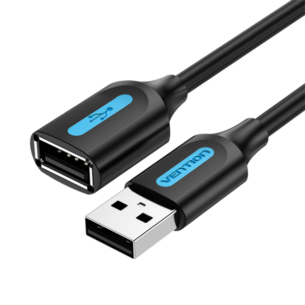 USB-A 2.0/apa -> USB-A 2.0/anya, fekete, PVC, 1,5m, hosszabbító kábel