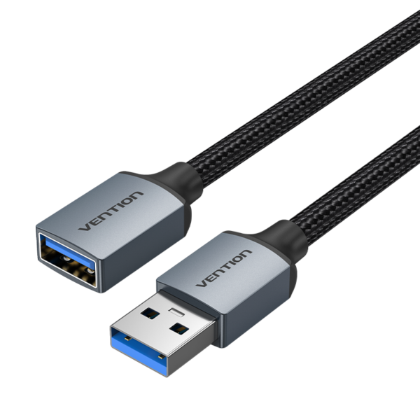 USB-A 3.0/apa -> USB-A 3.0/anya, szürke, fonott, 1m, hosszabbító kábel
