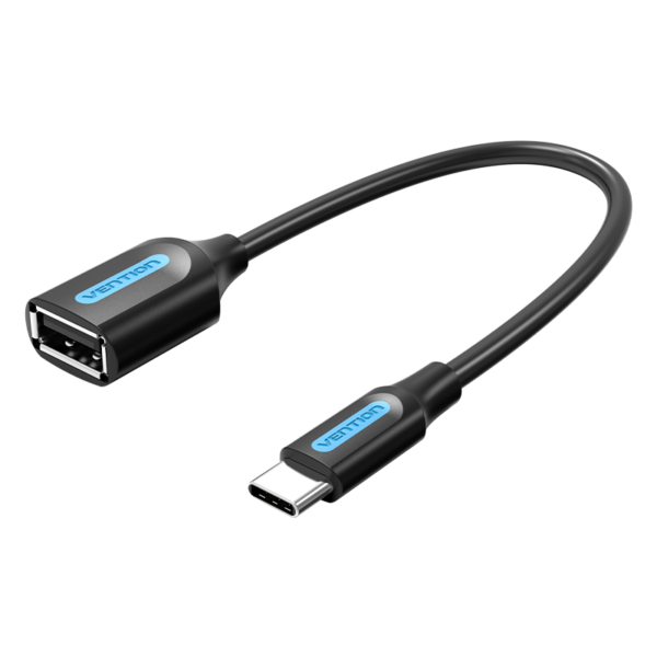 USB-C 2.0/apa -> USB-A 2.0/anya, fekete, PVC, 0,15m, USB adapter