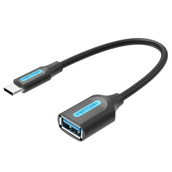 USB-C 3.1/apa -> USB-A 3.0/anya, fekete, PVC, 0,15m, OTG adapter