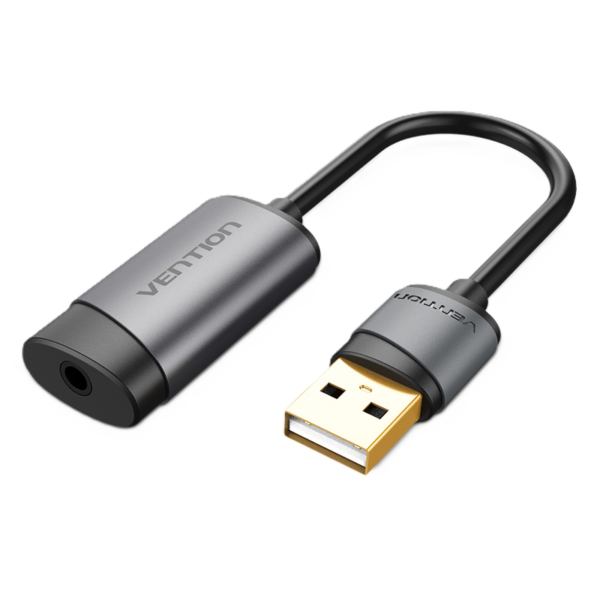 USB-A, szürke, alumínium ötvözet, 1 port, 0,15m, hangkártya adapter