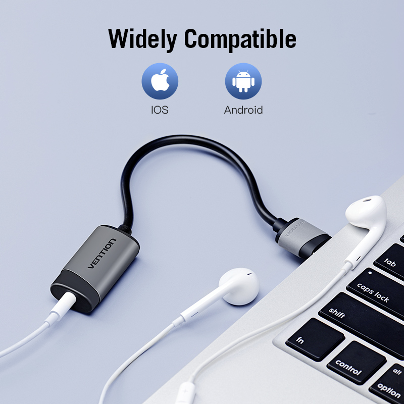 USB-A, szürke, alumínium ötvözet, 1 port, 0,15m, hangkártya adapter