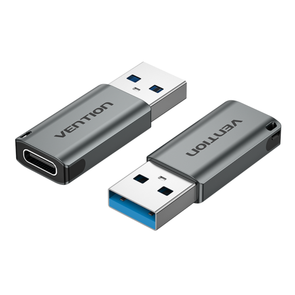 USB-A 3.0/apa -> USB-C 3.0/anya, szürke, alumínium házas, OTG adapter