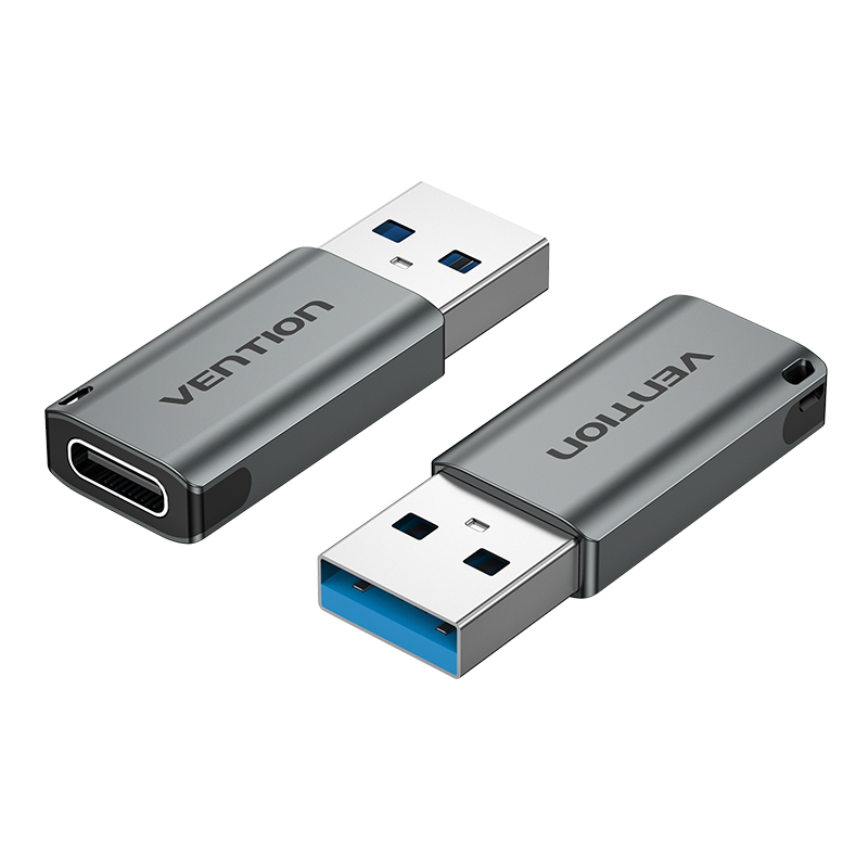 USB-A 3.0/apa -> USB-C 3.0/anya, szürke, alumínium házas, OTG adapter