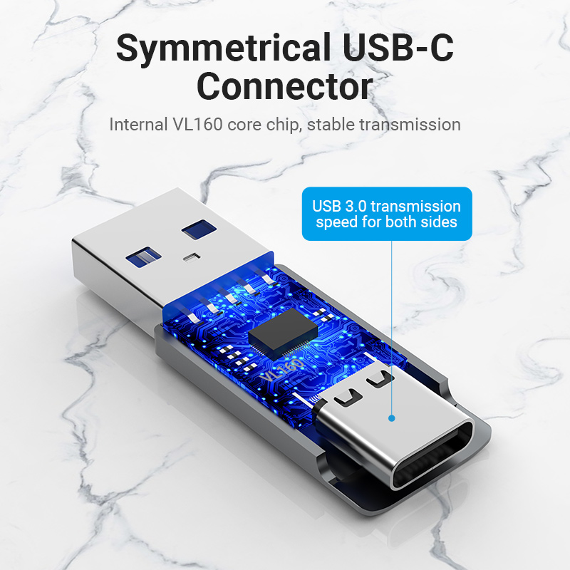 USB-A 3.0/apa -> USB-C 3.0/anya, szürke, alumínium házas, OTG adapter