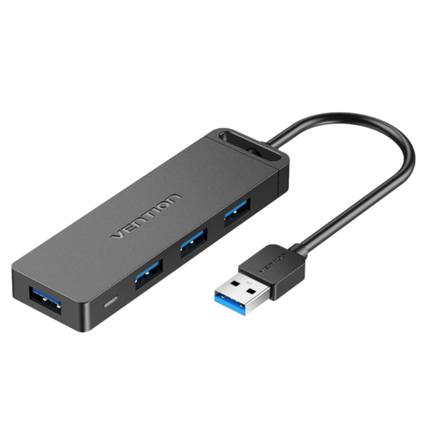 4 portos USB 3.0, aktív (külső tápellátású), fekete, ABS, 0,15m, USB hub