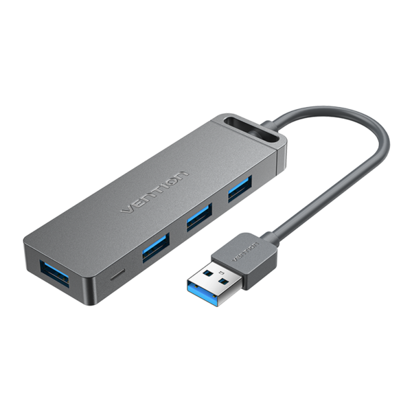 4 portos USB 3.0, aktív (külső tápellátású), szürke, ABS, 0,15m, USB hub