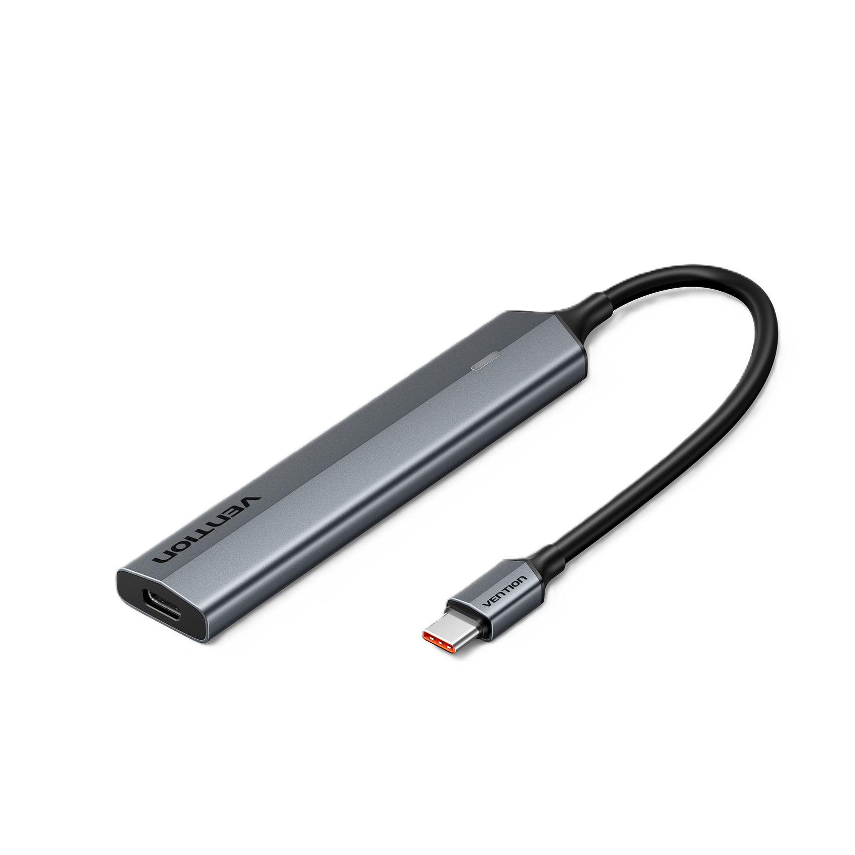 5in1 USB-C/apa -> 4×USB-C 3.2 Gen2 + USB-C (PD), szürke, alumínium házas, 0,15m, USB hub