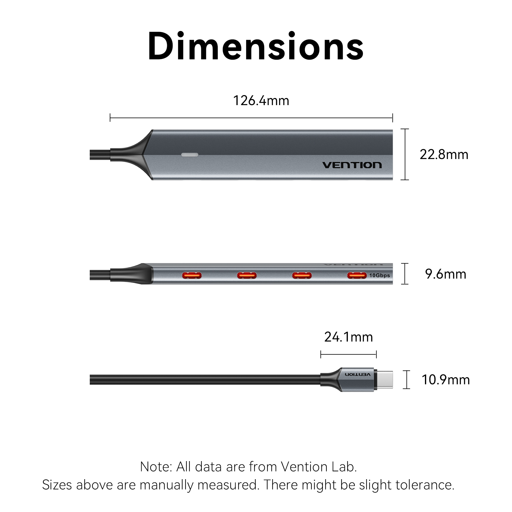 5in1 USB-C/apa -> 4×USB-C 3.2 Gen2 + USB-C (PD), szürke, alumínium házas, 0,15m, USB hub