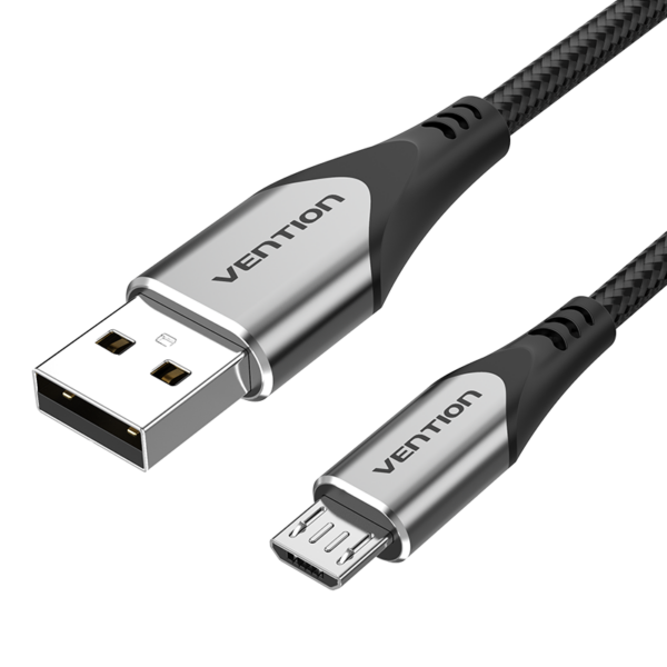 USB-A 2.0/apa -> Micro-B/apa, szürke, fonott, 3A, 60W, 1m, adat- és töltőkábel