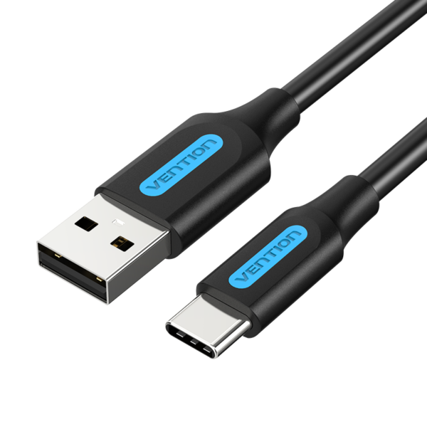 USB-A 2.0/apa -> USB-C 2.0/apa, fekete, PVC, 3A, 60W, 0,25m, adat- és töltőkábel