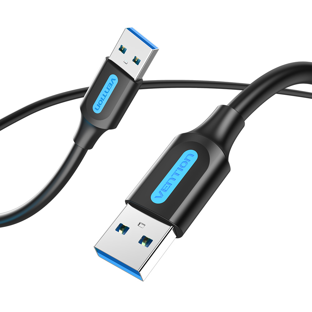 USB-A 3.0/apa -> USB-A 3.0/apa, fekete, PVC, 0,5m, adatkábel