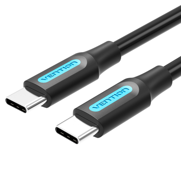 USB-C 2.0/apa -> USB-C 2.0/apa, fekete, TPE, 3A, 60W, 1m, adat- és töltőkábel