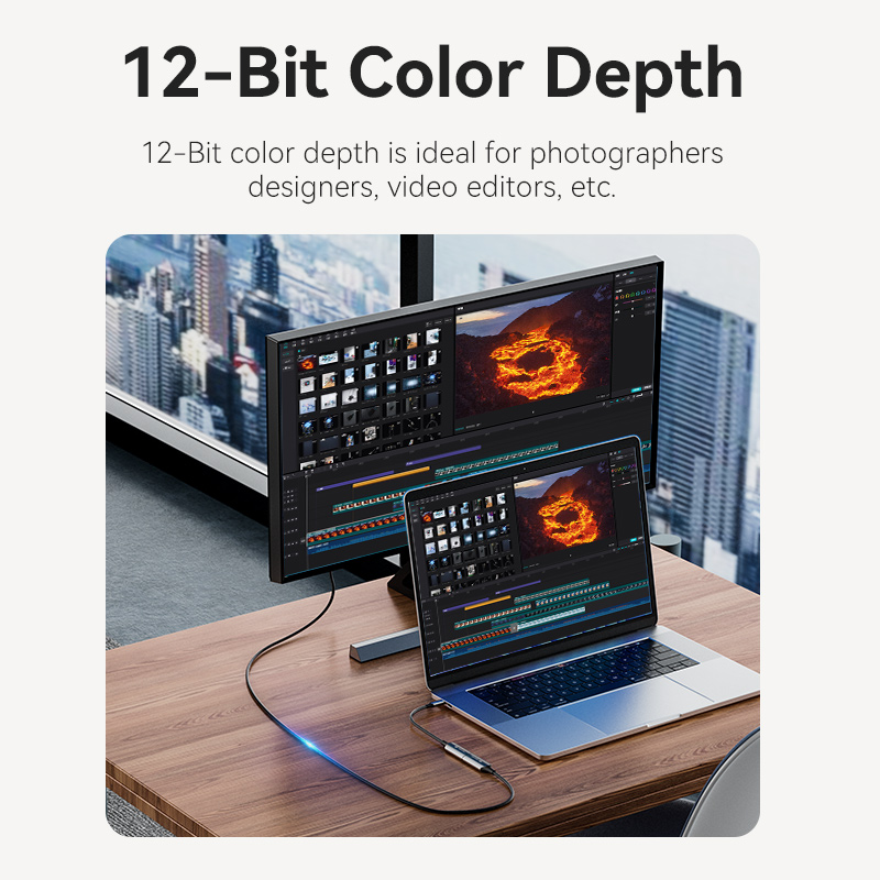 USB-C/apa -> HDMI 2.1/anya, fekete, fonott, 8K@60Hz, 0,25m, USB-C–HDMI adapter