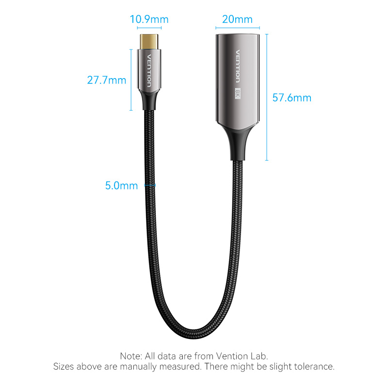 USB-C/apa -> HDMI 2.1/anya, fekete, fonott, 8K@60Hz, 0,25m, USB-C–HDMI adapter