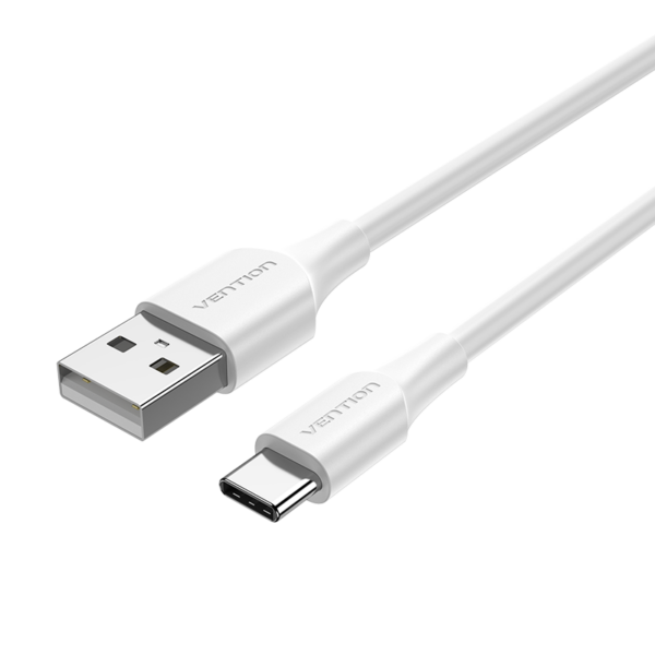 USB-A 2.0/apa -> USB-C 2.0/apa, fehér, PVC, 3A, 60W, 1,5m, kompakt fejű adat- és töltőkábel