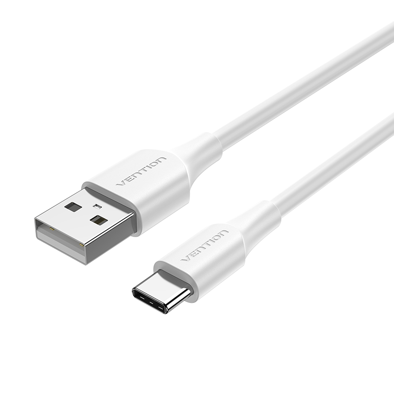 USB-A 2.0/apa -> USB-C 2.0/apa, fehér, PVC, 3A, 60W, 1,5m, kompakt fejű adat- és töltőkábel