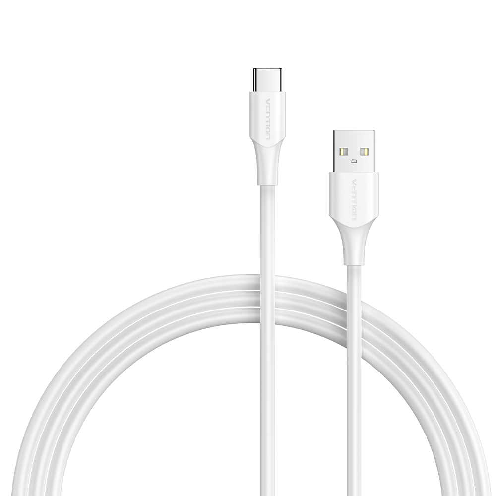 USB-A 2.0/apa -> USB-C 2.0/apa, fehér, PVC, 3A, 60W, 1,5m, kompakt fejű adat- és töltőkábel