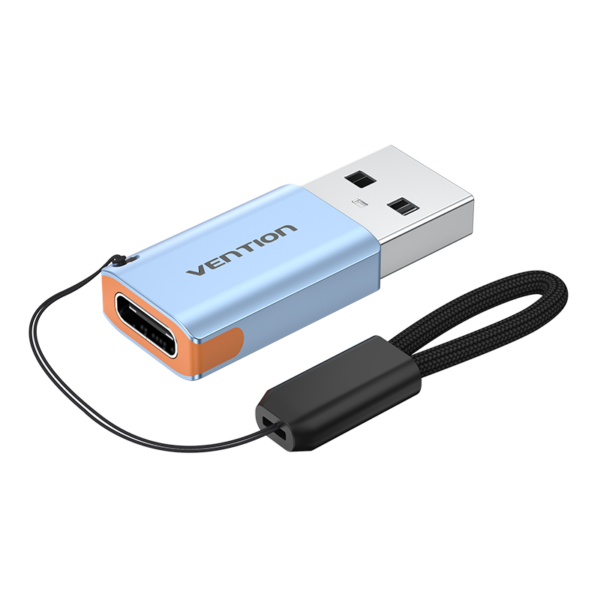USB-A 3.1/apa -> USB-C 3.1/anya, szürke, alumínium házas, nyakpánttal, OTG adapter