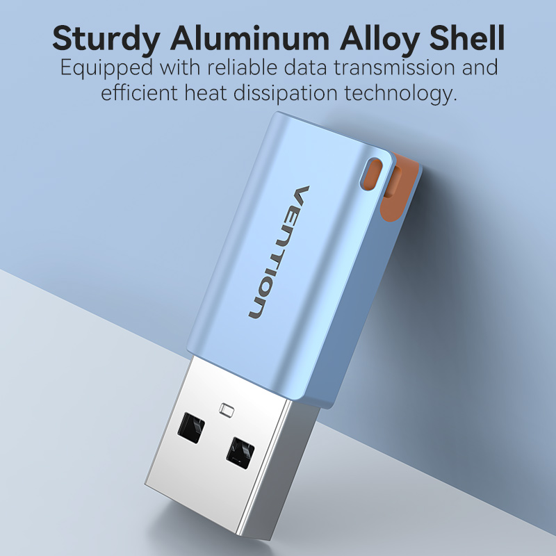 USB-A 3.1/apa -> USB-C 3.1/anya, szürke, alumínium házas, nyakpánttal, OTG adapter