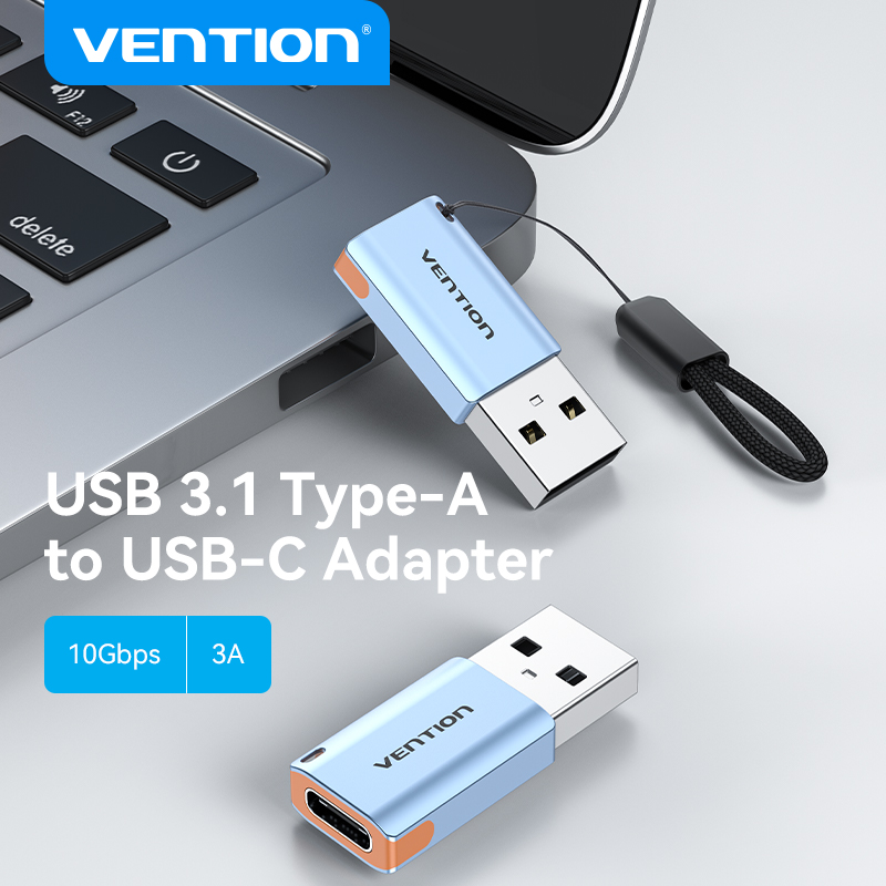 USB-A 3.1/apa -> USB-C 3.1/anya, szürke, alumínium házas, nyakpánttal, OTG adapter