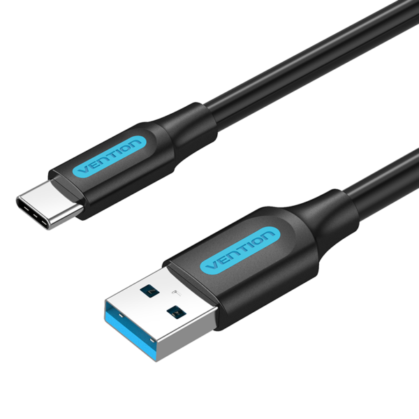 USB-A 3.2 Gen2/apa -> USB-C/apa, fekete, PVC, 3A, 60W, 1m, adat- és töltőkábel