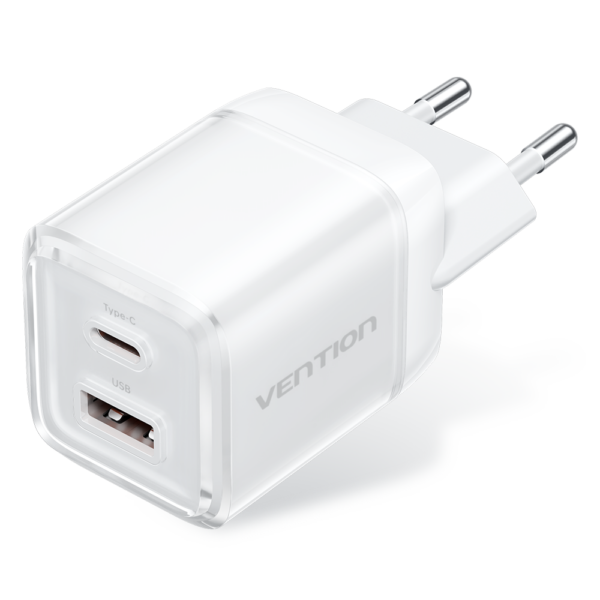 2 portos USB (C + A) GaN gyorstöltő (70W/22,5W), átlátszó fehér színben