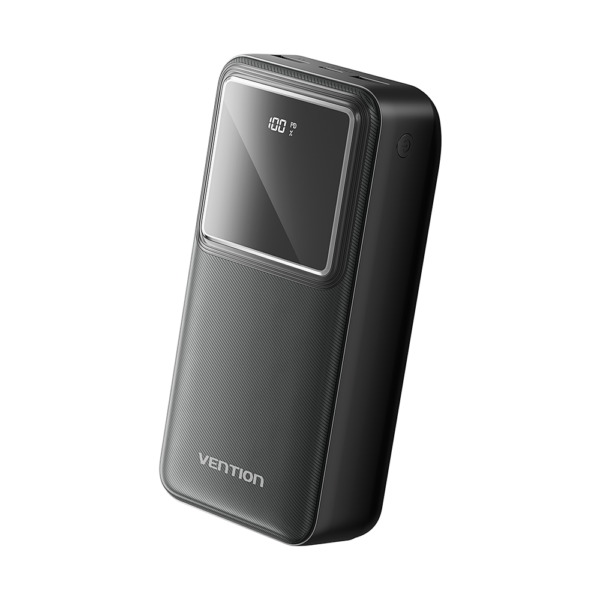 30000mAh (Micro-USB + USB-C + USB-A + USB-A) 22,5W, fekete, LED kijelzős powerbank